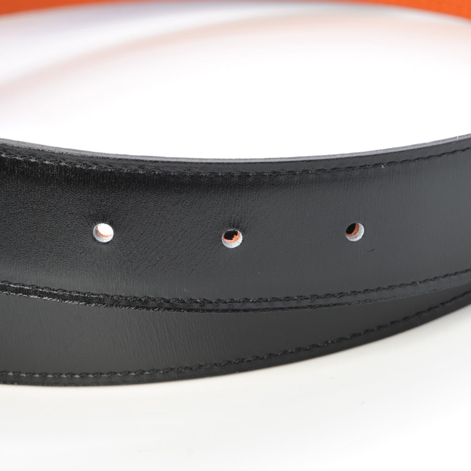 Hermes Box Togo 32mm H Belt 95 Black Orange 4 of 7