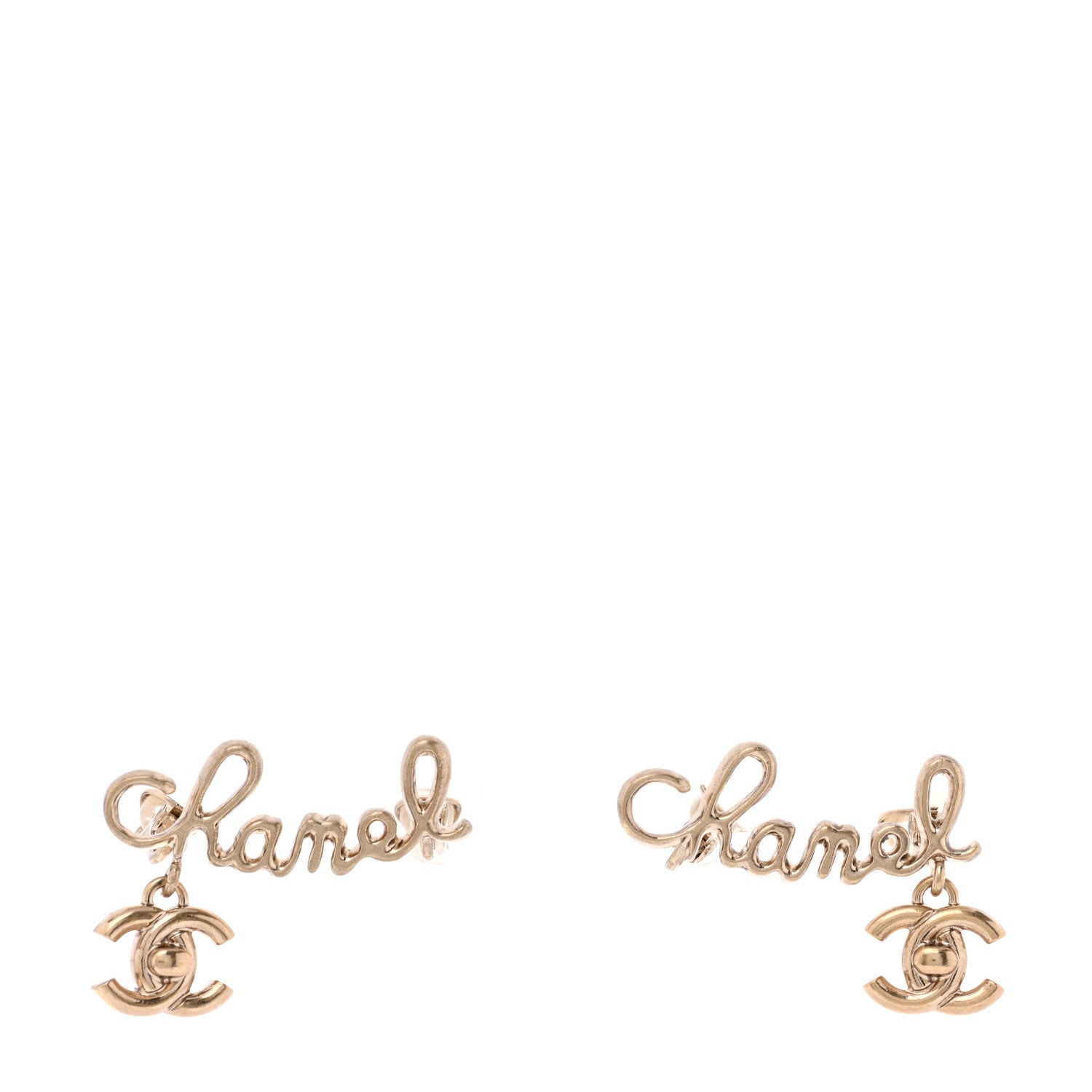 Chanel Metal Logo CC Turnlock Clip On Earrings Gold 1 of 5