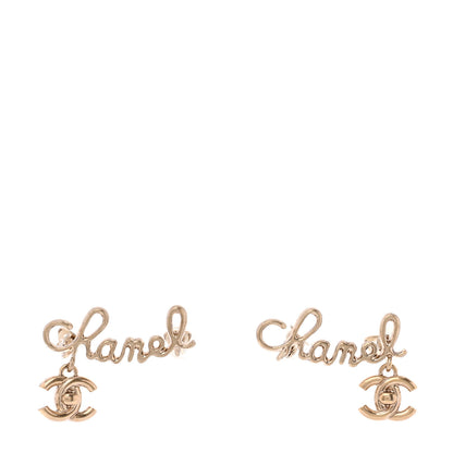 Chanel Metal Logo CC Turnlock Clip On Earrings Gold 1 of 5