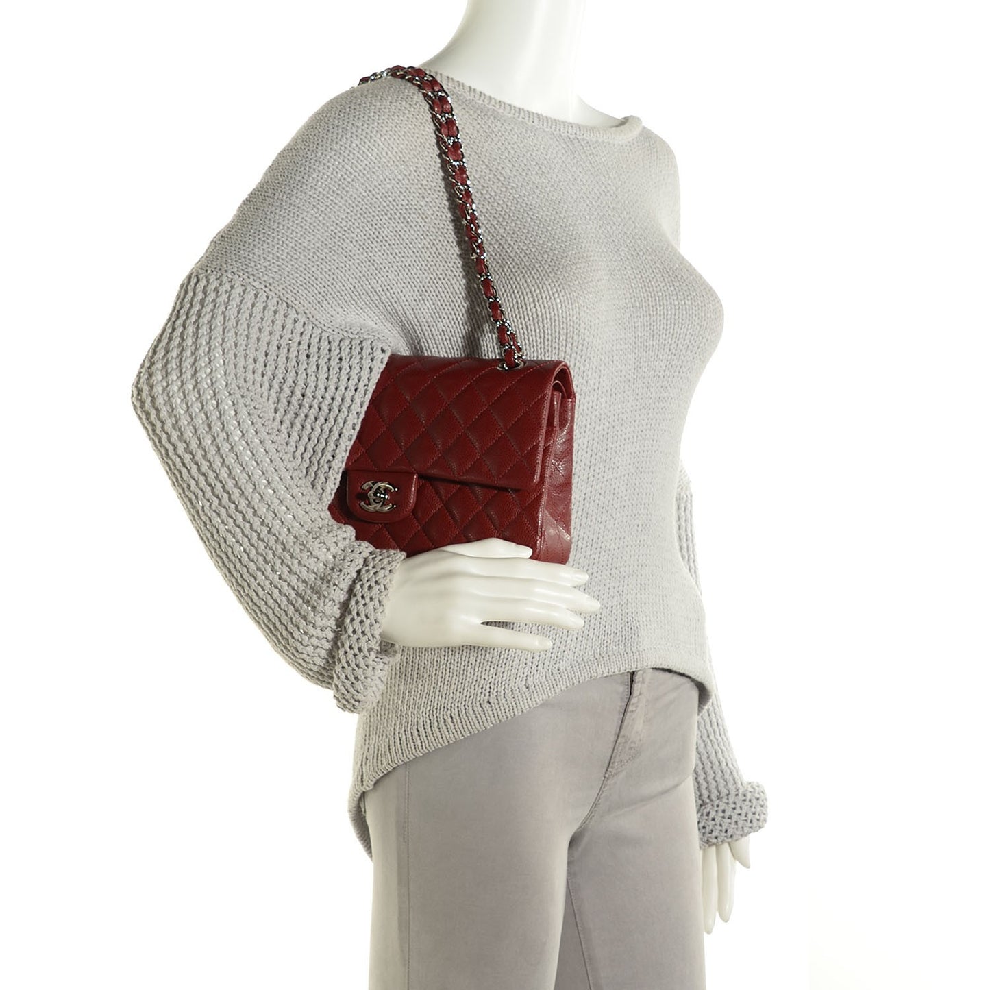 Caviar Quilted Medium Double Flap Red