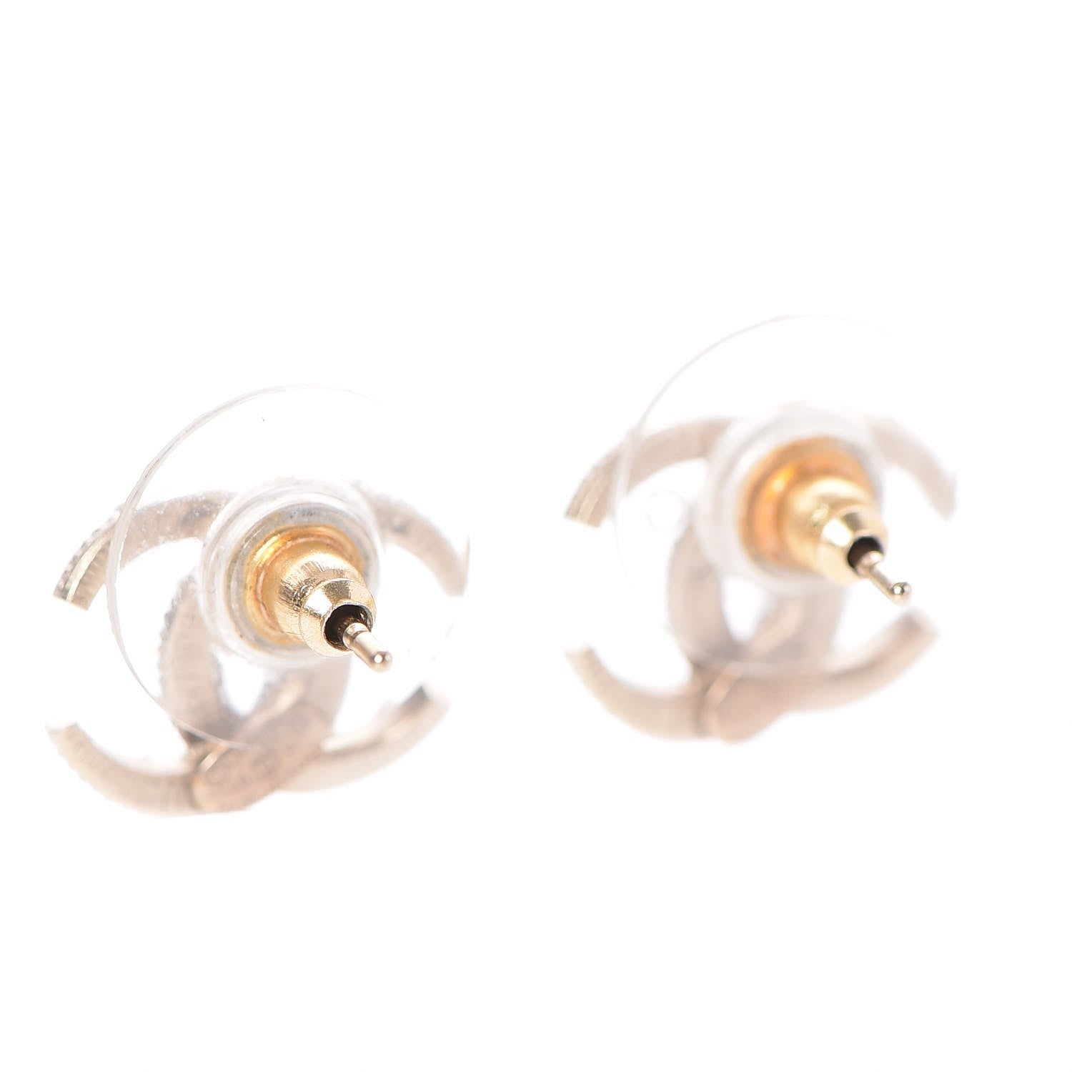 Chanel Crystal CC Moon Earrings Gold 2 of 5