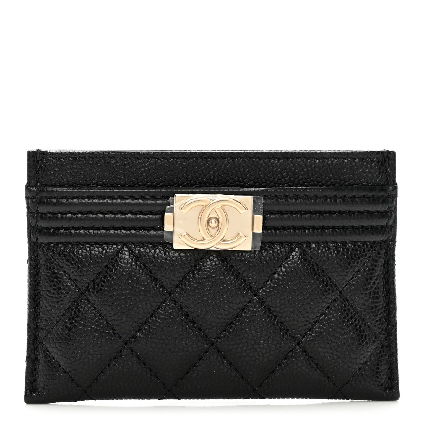 Caviar Quilted Boy Card Holder Black
