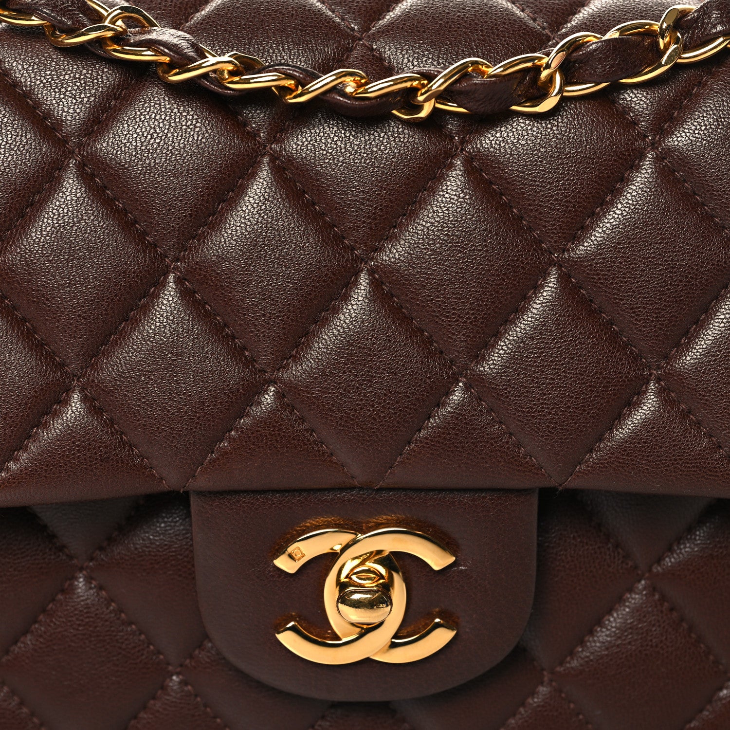 Chanel Lambskin Quilted Small Double Flap Dark Brown 9 of 11