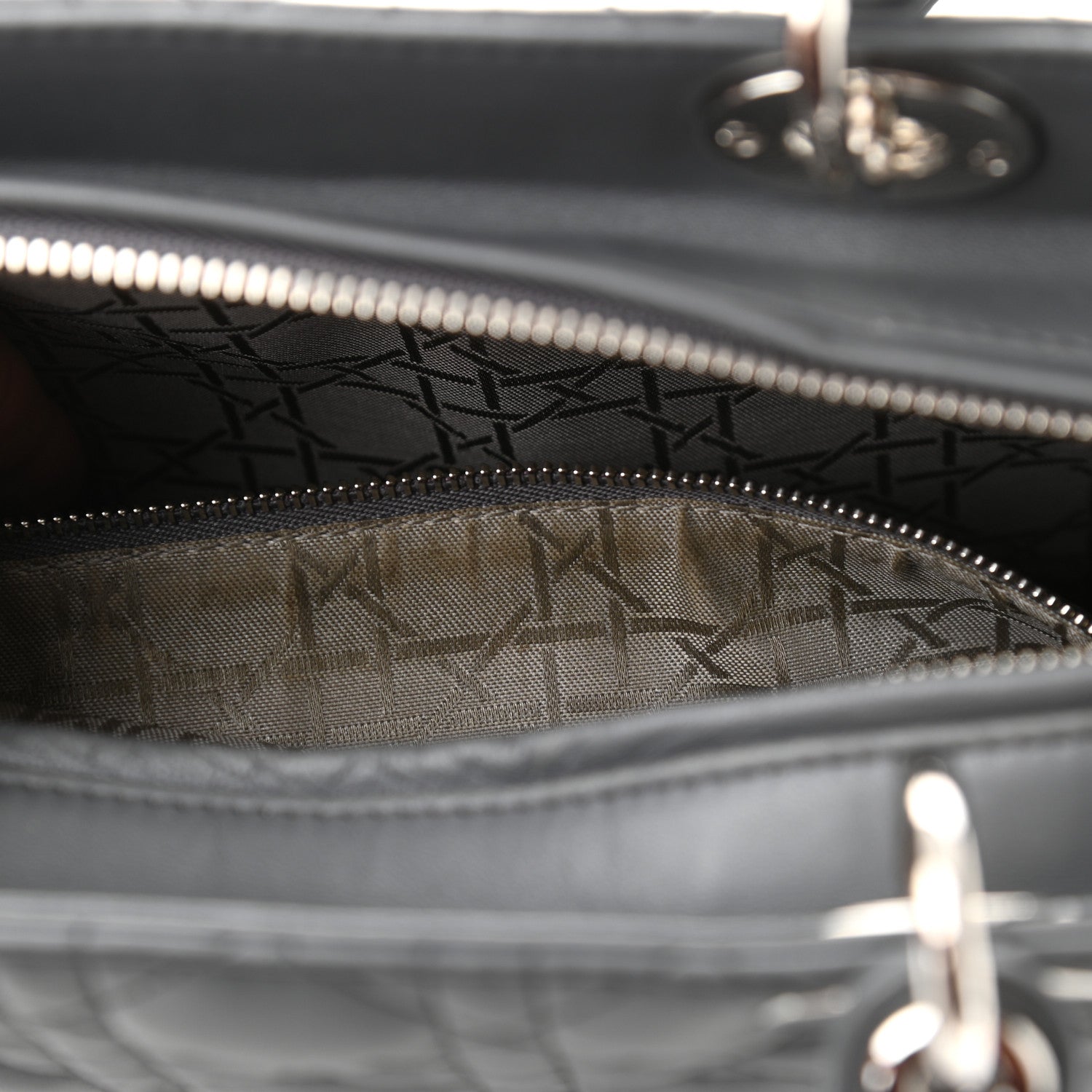 Christian Dior Lambskin Cannage Large Lady Dior Grey 15 of 15