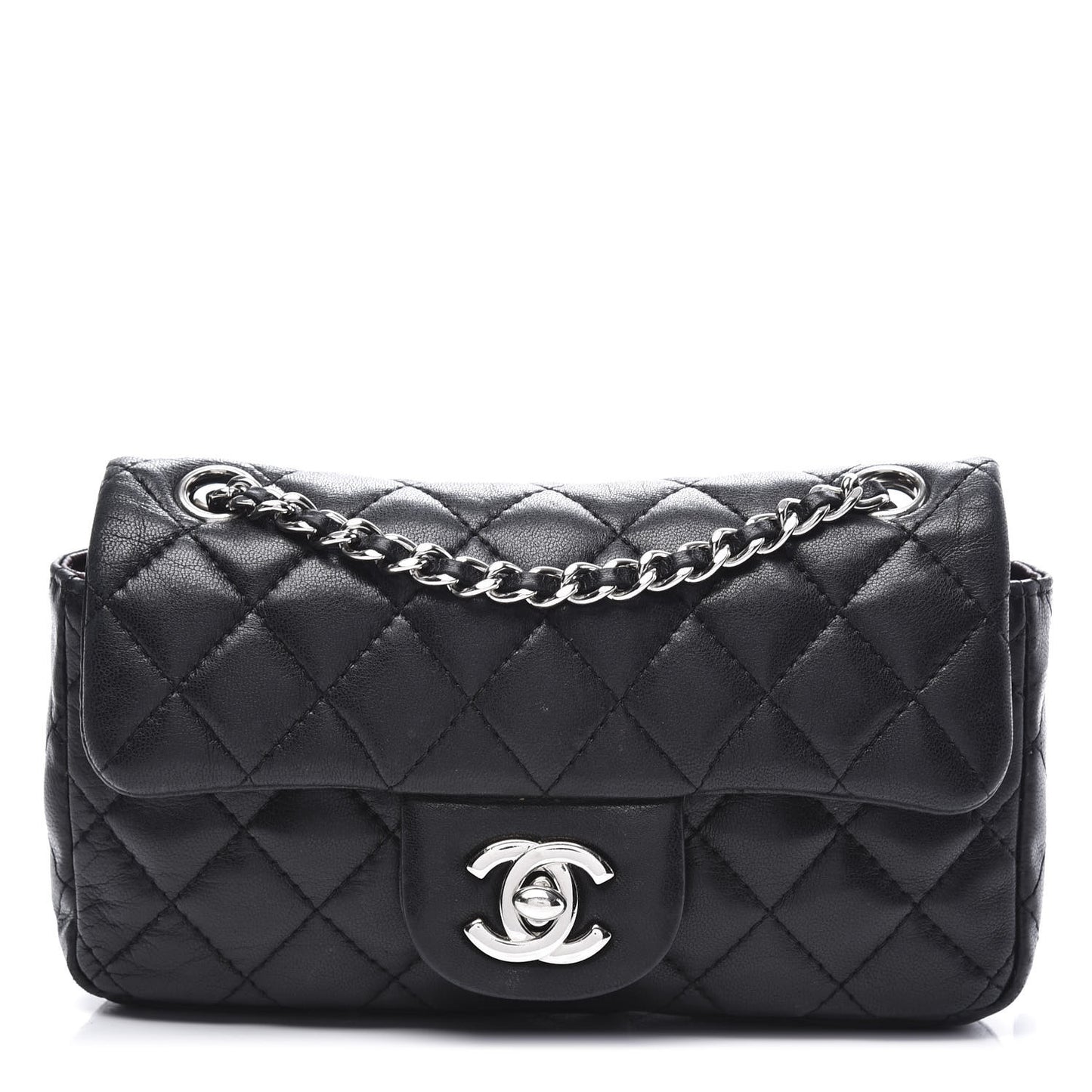 Lambskin Quilted Mini Rectangular Flap Black