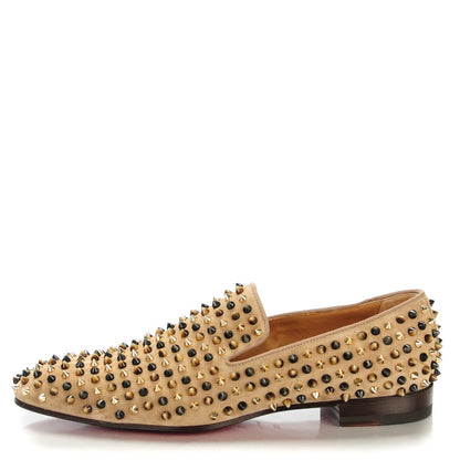 Christian Louboutin Mens Veau Velours Dandelion Spikes Flat Loafers 43.5 Grey Pop Corn 1 of 8