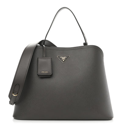 Prada Saffiano Cuir Matinee Tote Fumo Black 1 of 13