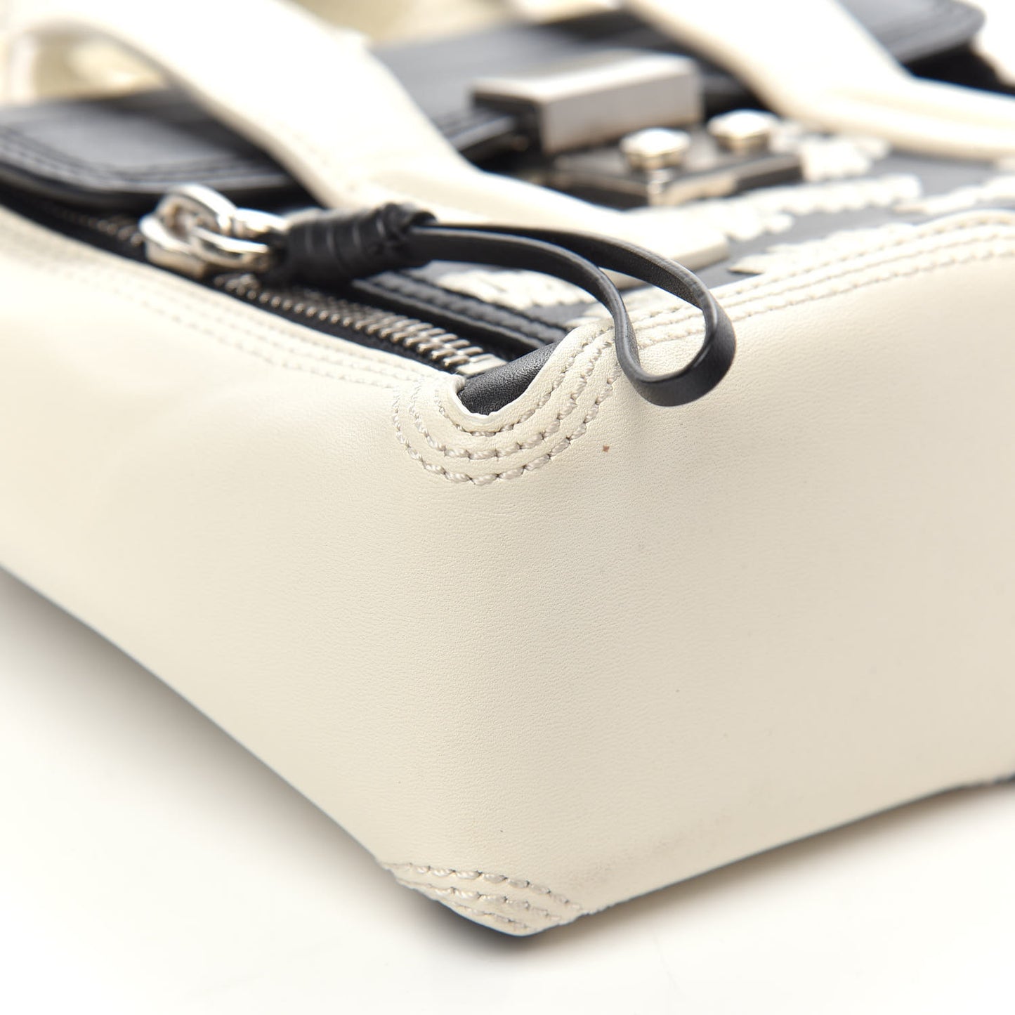 Mini Embroidered Pashli Satchel White Black
