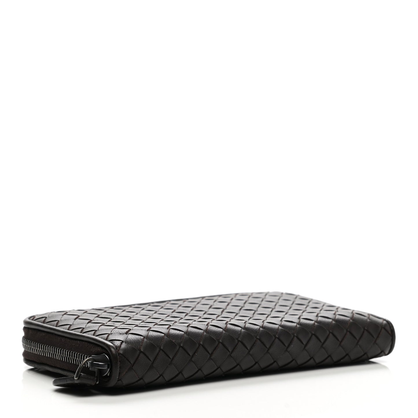 Goatskin Intrecciato Zip Around Wallet Brown