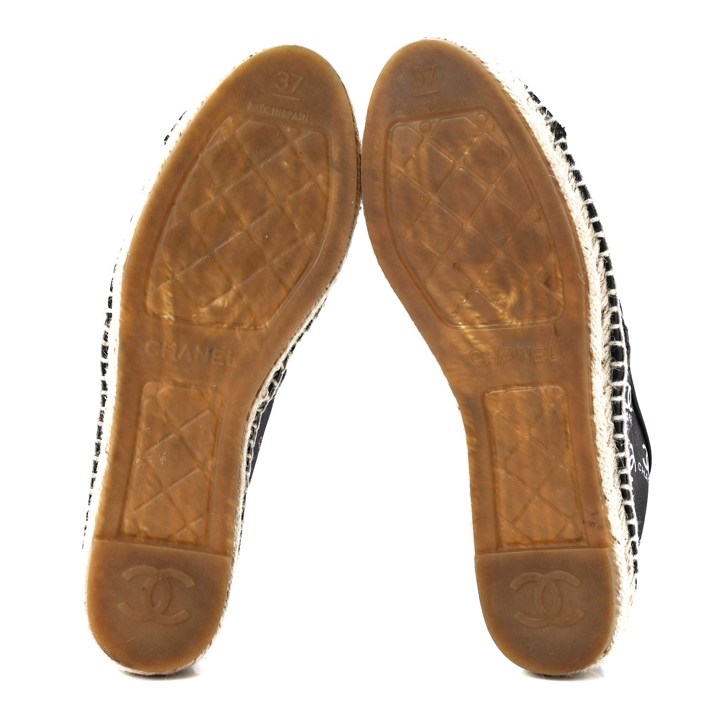 Mesh Grosgrain CC Espadrilles 37 Black White