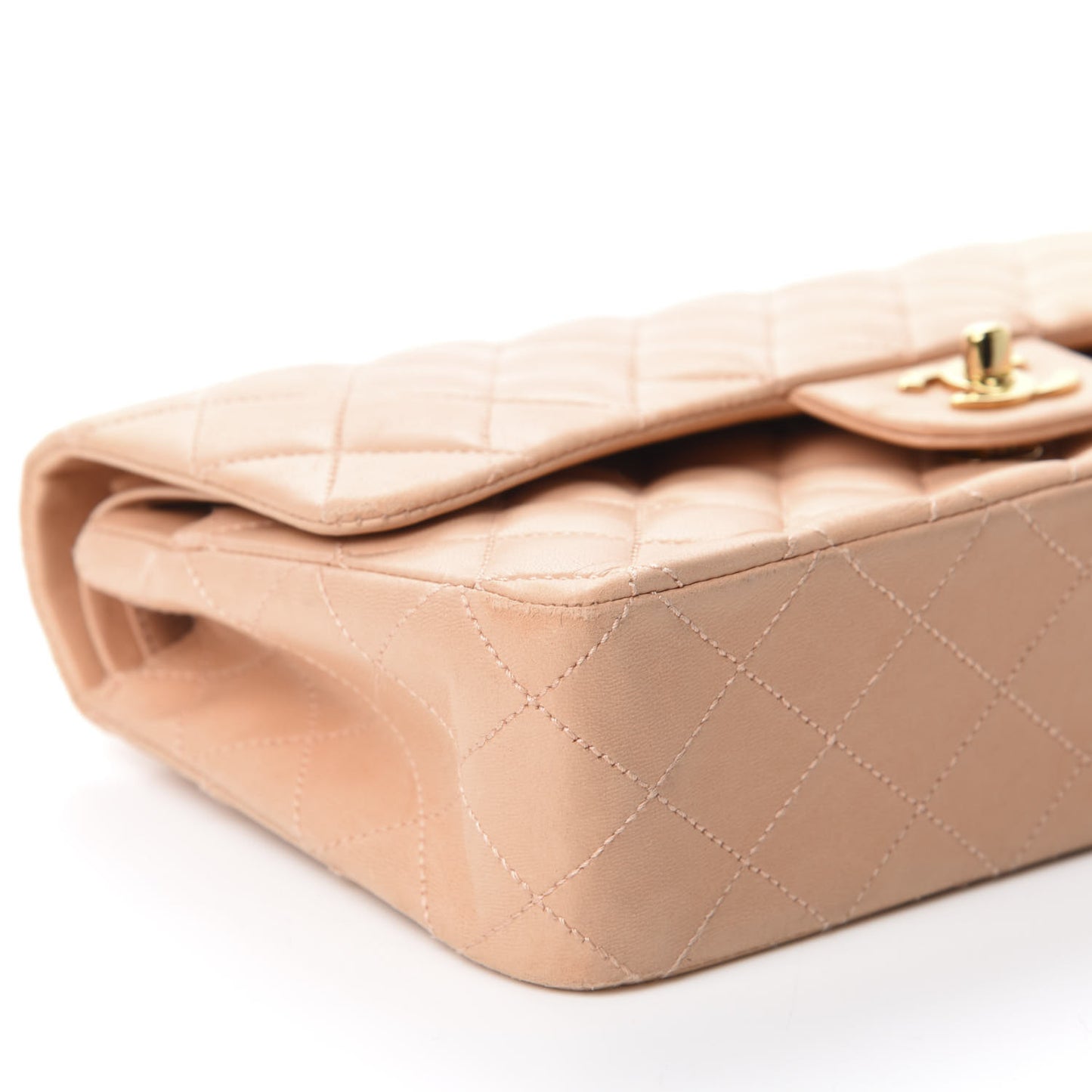 Lambskin Quilted Medium Double Flap Salmon Pink