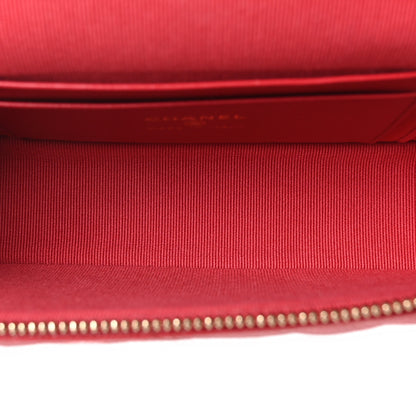 Chanel Caviar Quilted Top Handle Slim Vanity With Chain Red 5 of 10