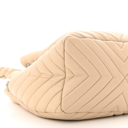 Chanel Deerskin Chevron Small CC Chain Bucket Bag Beige 9 of 10