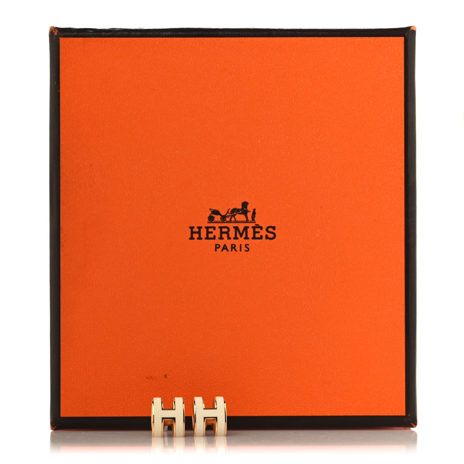Hermes Gold Lacquered Mini Pop H Earrings White 6 of 6