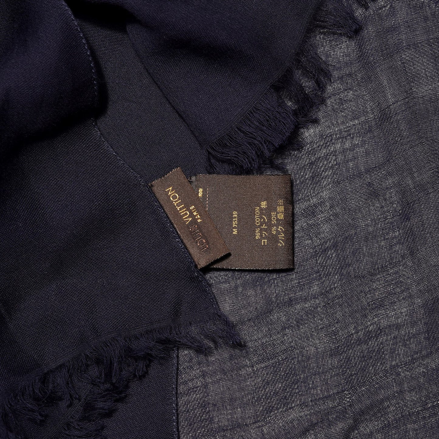 Cotton Silk Damier Stole Marine