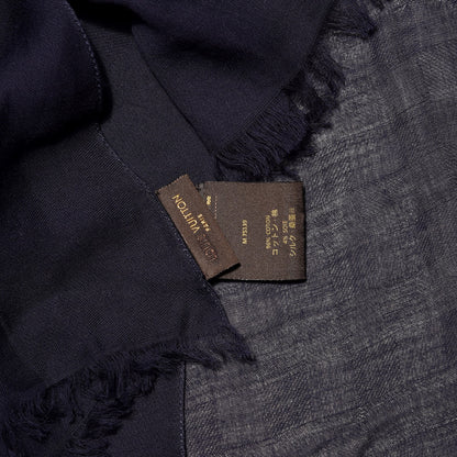 Louis Vuitton Cotton Silk Damier Stole Marine 5 of 5