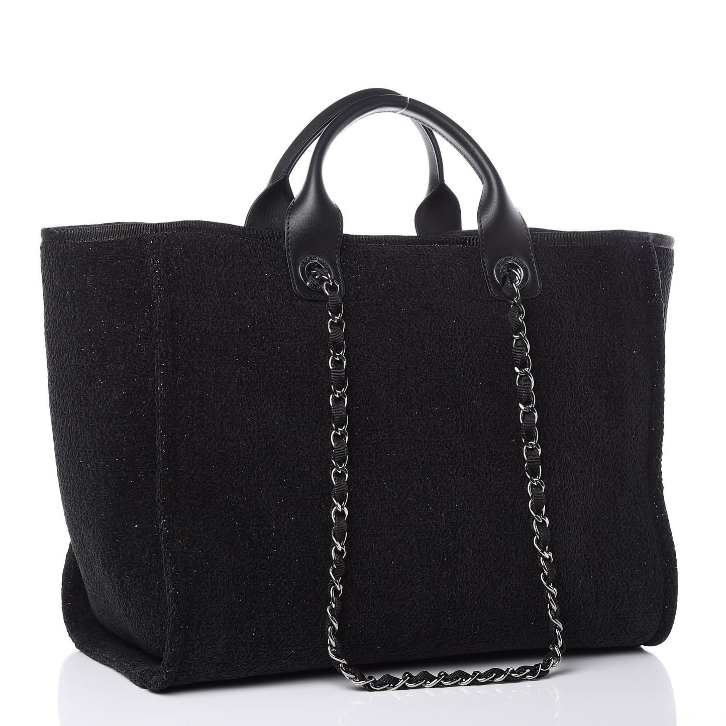 Lurex Boucle Medium Deauville Tote Black
