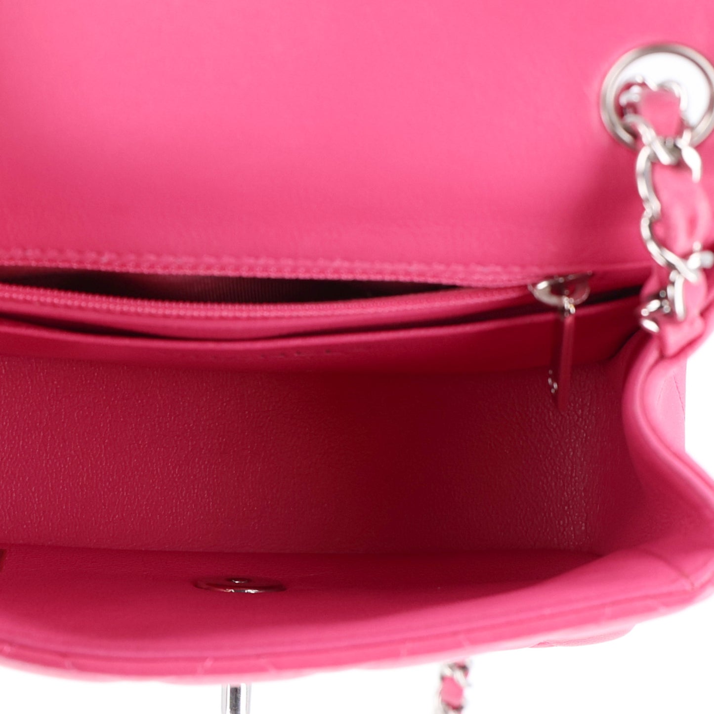 Lambskin Quilted Mini Square Flap Dark Pink
