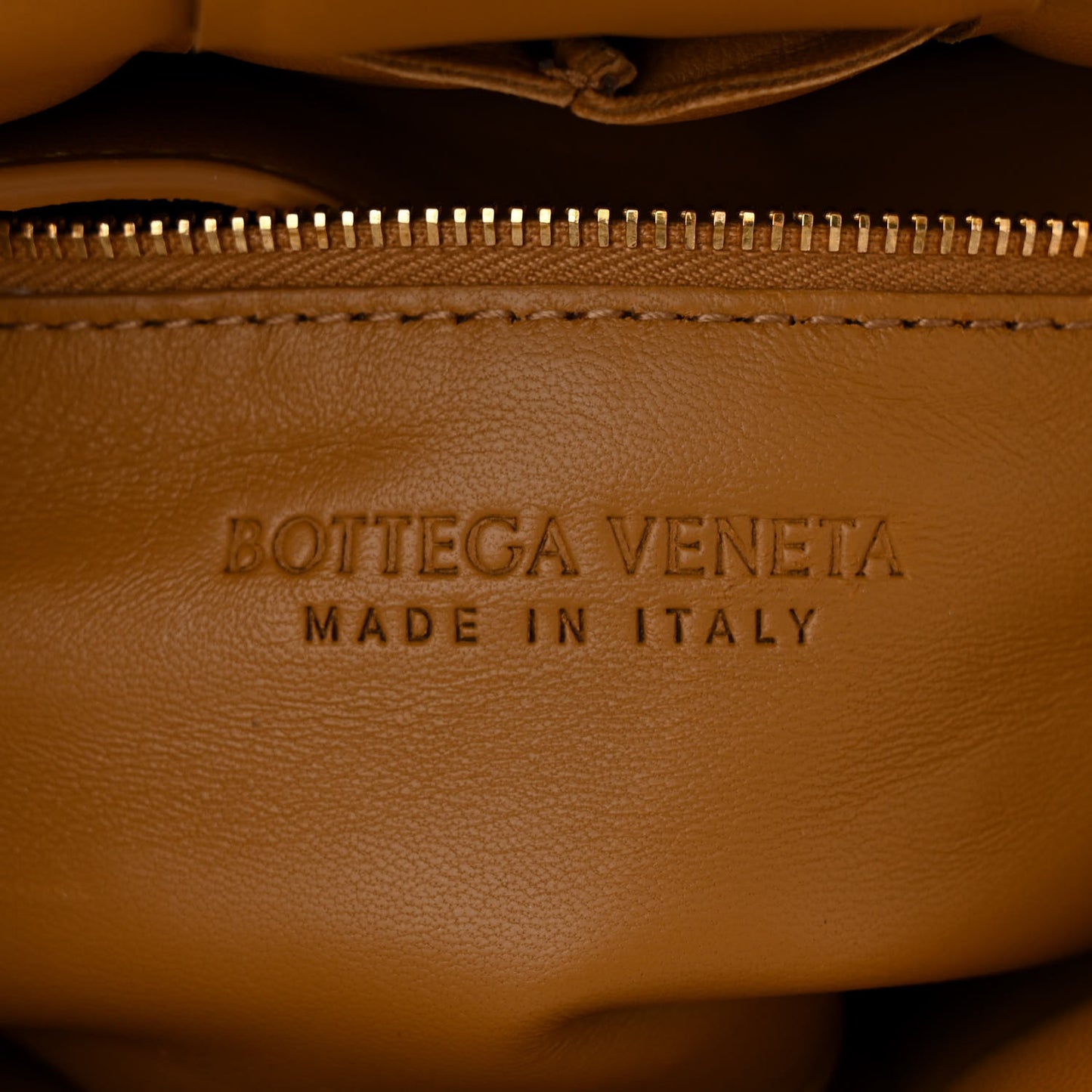 Nappa Maxi Intreccio Padded Cassette Crossbody Bag Caramel