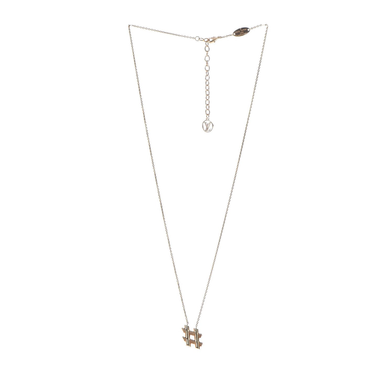 LV And Me Hashtag Necklace Gold