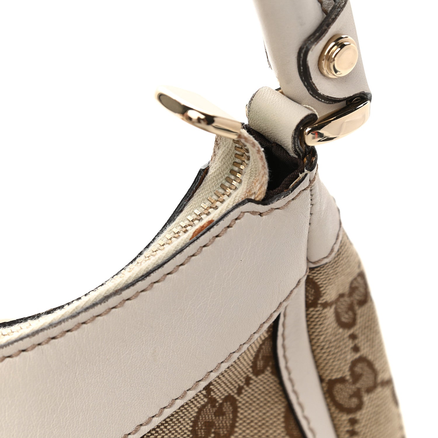 Gucci Monogram Medium D Gold Ring Hobo White 10 of 12