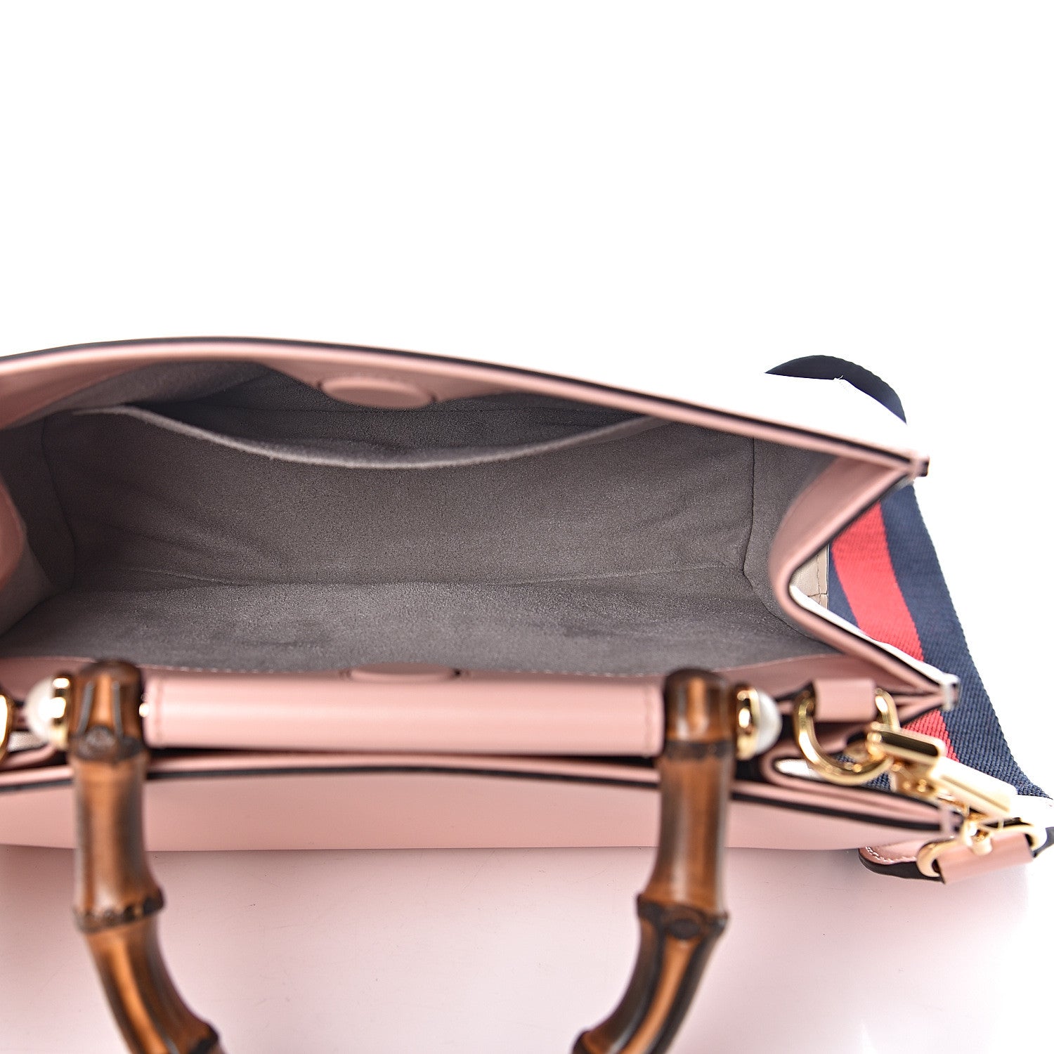 Gucci Nappa Bamboo Web Mini Nymphaea Top Handle Bag Perfect Pink Mystic White 5 of 12
