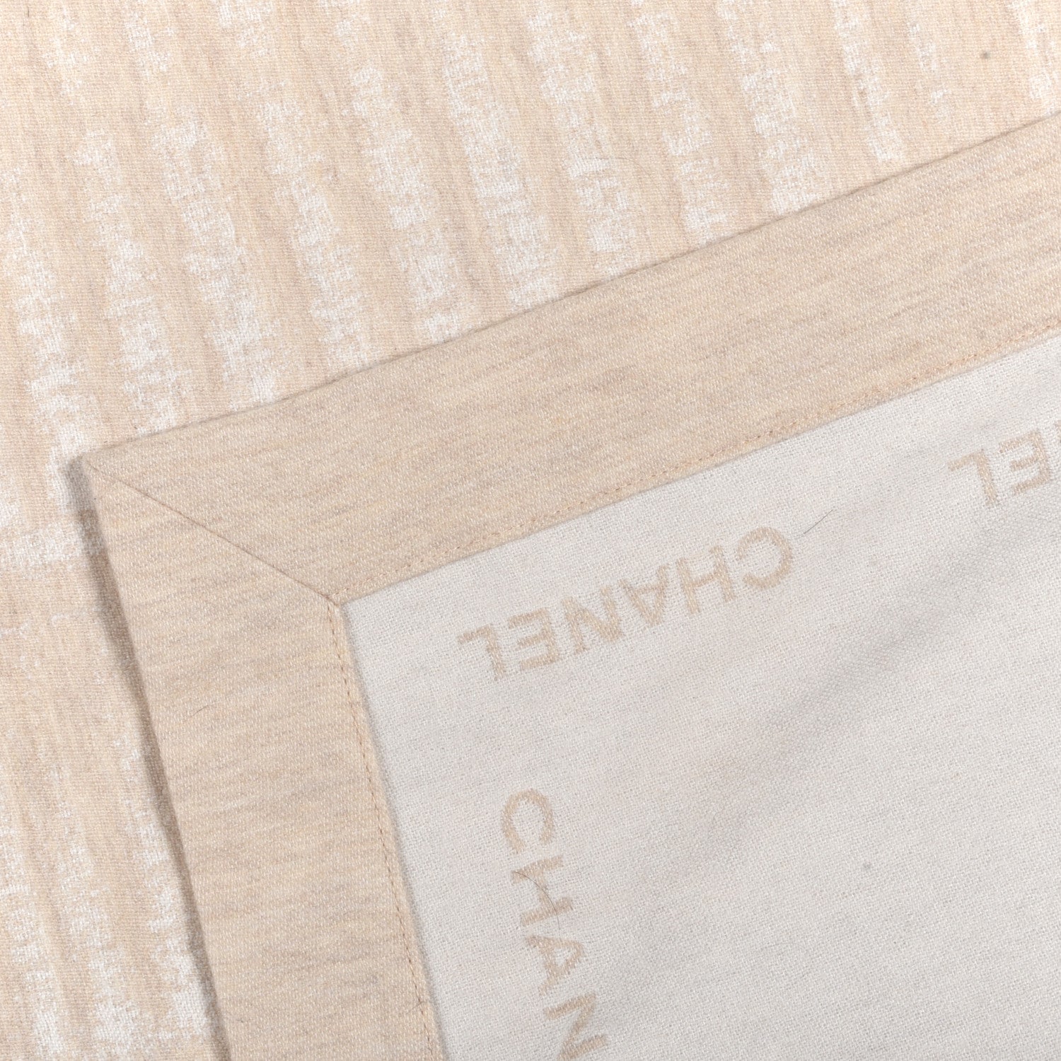 Chanel Wool Silk Lightweight Throw Blanket Beige 4 of 4