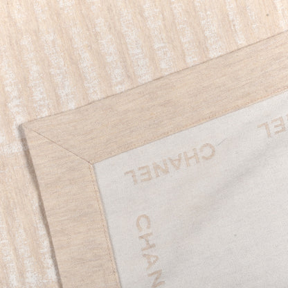 Chanel Wool Silk Lightweight Throw Blanket Beige 4 of 4