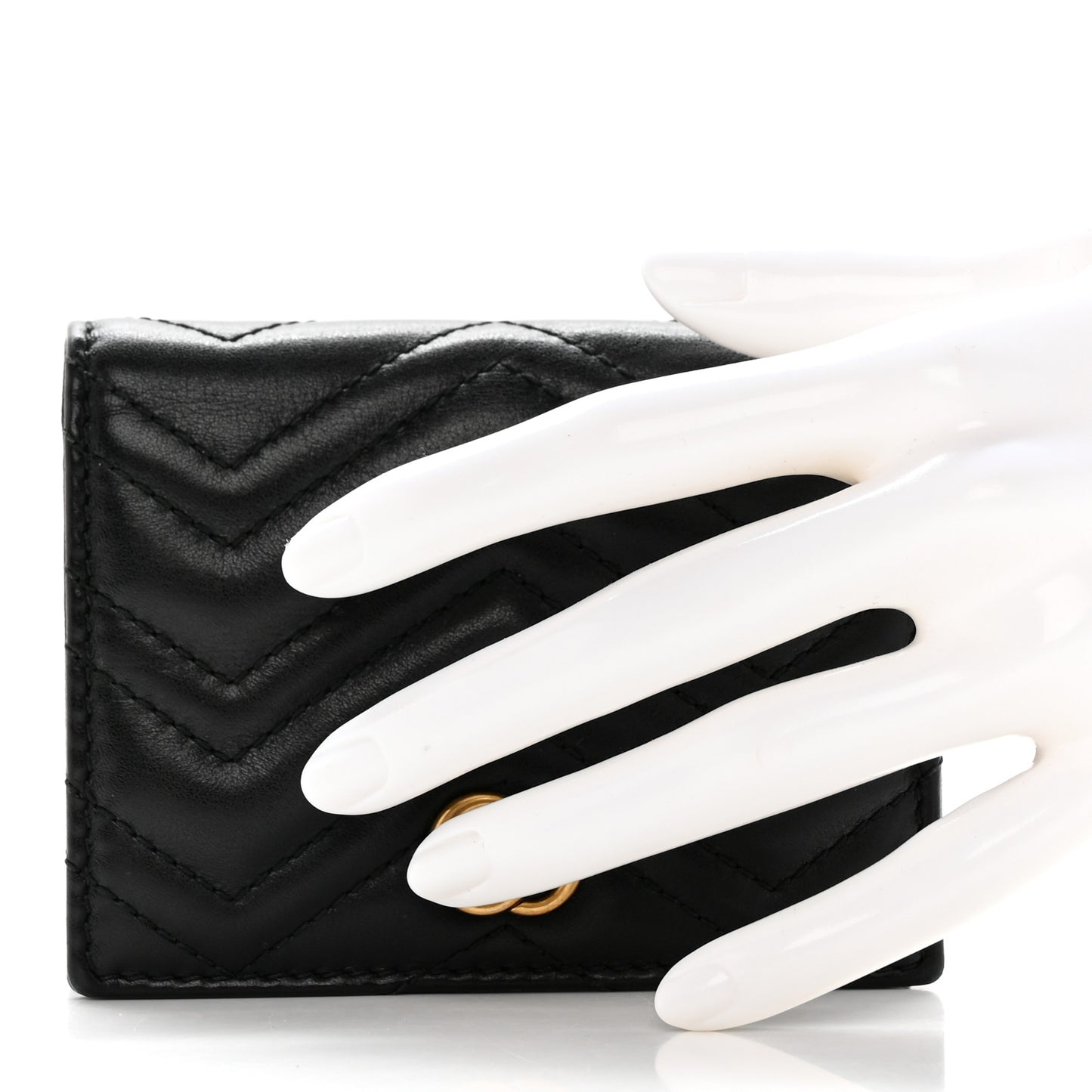 Calfskin Matelasse GG Marmont Card Case Wallet Black
