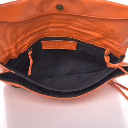 Balenciaga Agneau Classic Hardware Envelope Clutch Tangerine 5 of 9
