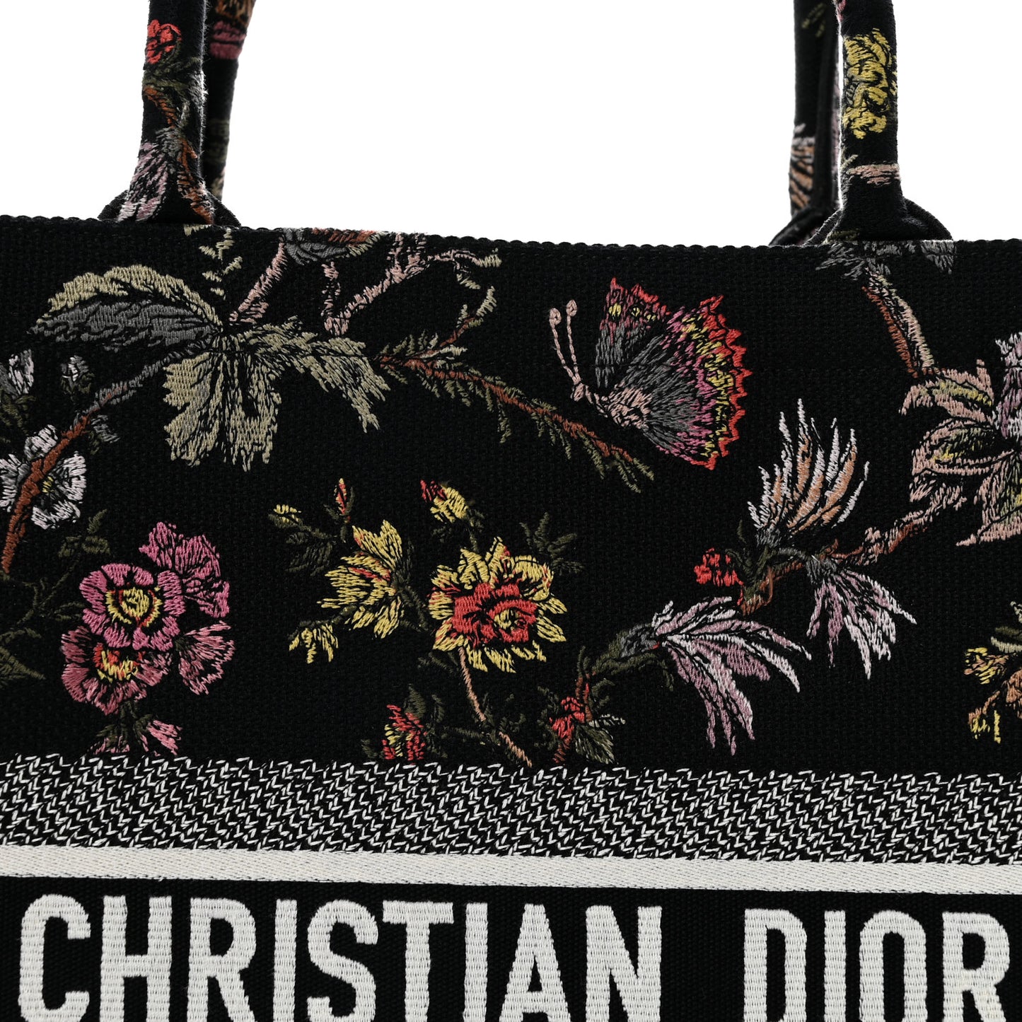 Canvas Jardin Botanique Embroidered Large Book Tote Black Multicolor