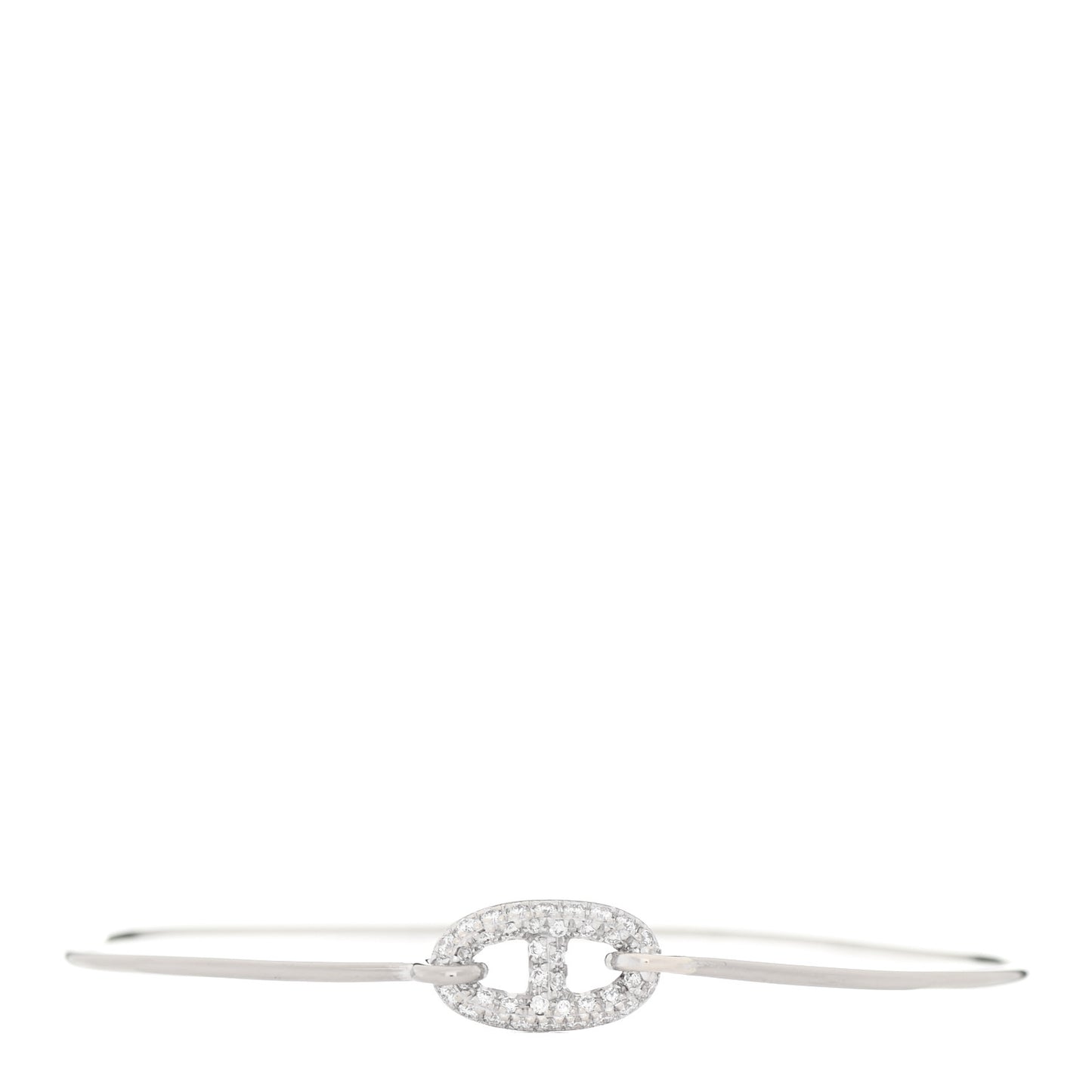 18K White Gold Diamond PM Ronde Chaine d'Ancre Bracelet LG