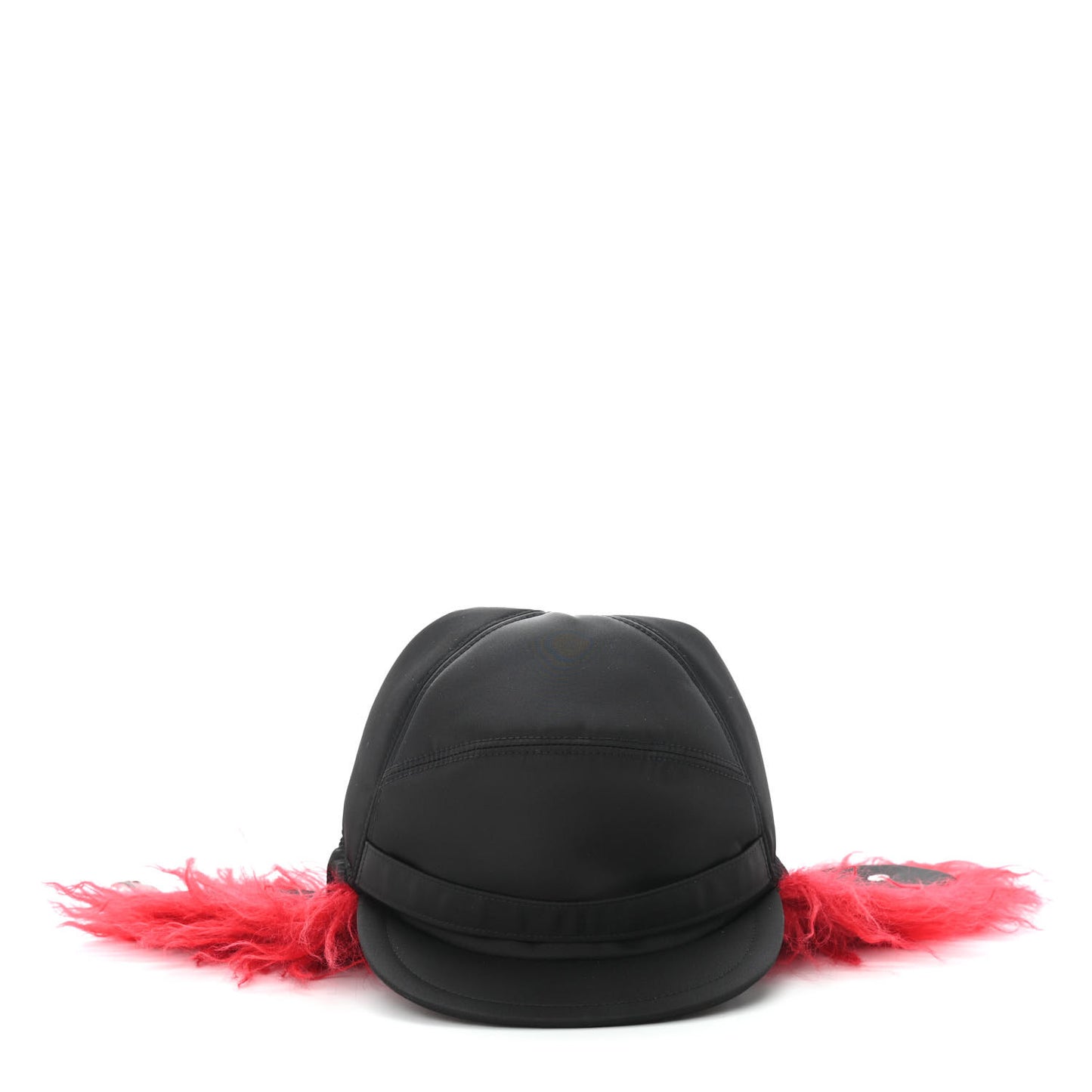 Re-Nylon Curly Faux Fur Mens Ear Flap Baseball Hat M Black Cerise