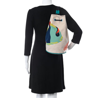 Hermes Toile H Canvas Under The Waves Drawstring Duffle Bag 2 of 9