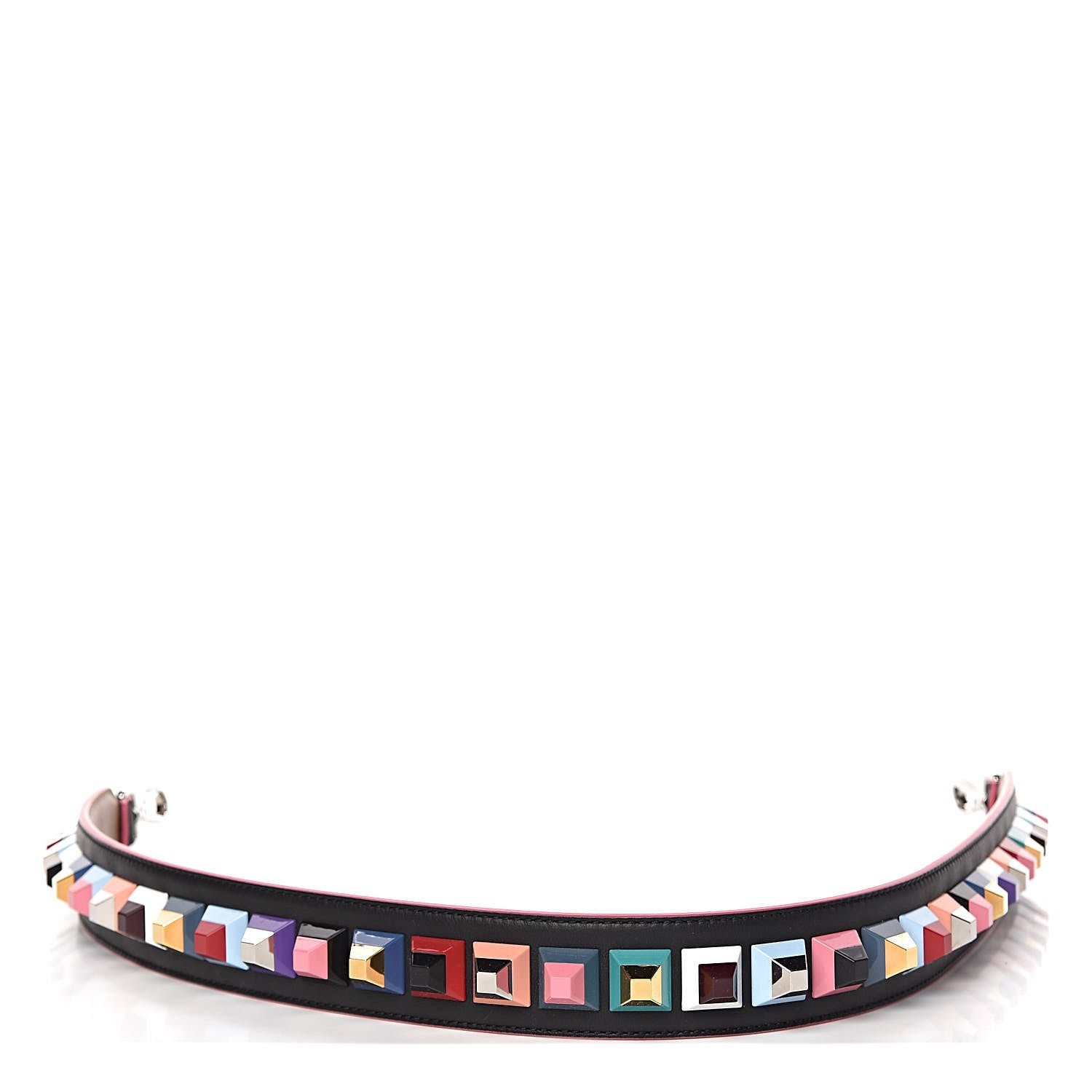Fendi Vitello Dolce Plexiglass Bi-Color Studded Strap You Black Brownie Multicolor 1 of 4
