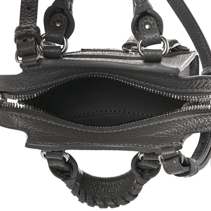 Balenciaga Grained Calfskin Neo Classic Silver Hardware Super Nano City Crossbody Dark Grey 5 of 9