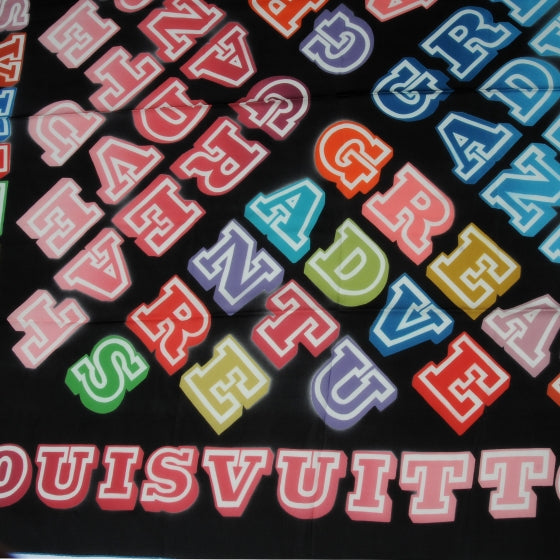 Louis Vuitton Silk Neon Great Adventures Giant Square Scarf Black 1 of 4
