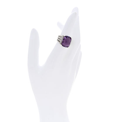 David Yurman Sterling Silver Diamond Amethyst 16mm Wheaton Ring 51 5.75 2 of 4