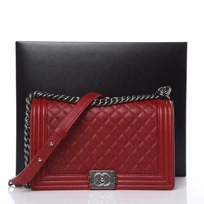Chanel Caviar Quilted New Medium Boy Flap Dark Red 10 of 10
