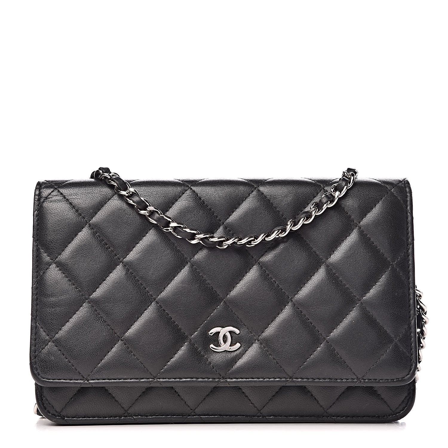 Chanel Lambskin Quilted Wallet On Chain WOC Black 1 of 10