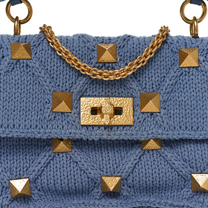 Valentino Garavani Knit Medium Roman Stud Shoulder Bag Niagara 7 of 9