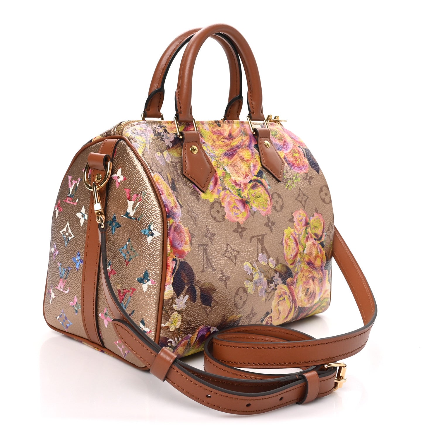 Louis Vuitton Metallic Monogram LV Garden Speedy Bandouliere 25 Gold 3 of 9