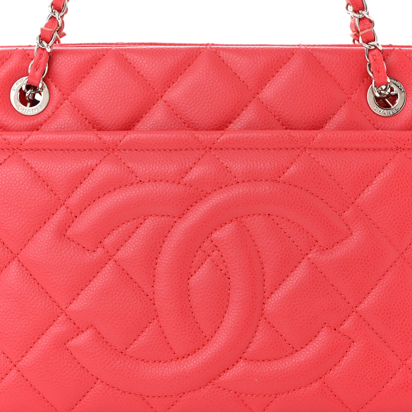 Caviar Quilted Timeless CC Soft Tote Coral