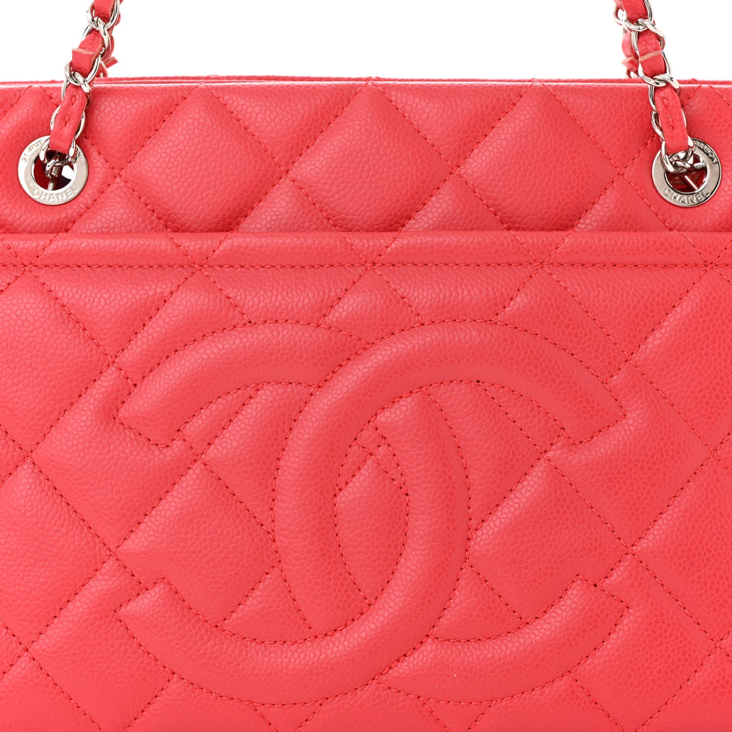 Chanel Caviar Quilted Timeless CC Soft Tote Coral 8 of 11
