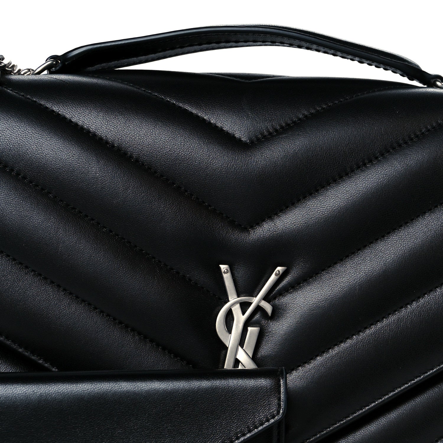 Saint Laurent Lambskin Quilted Monogram Large LouLou Black 12 of 14