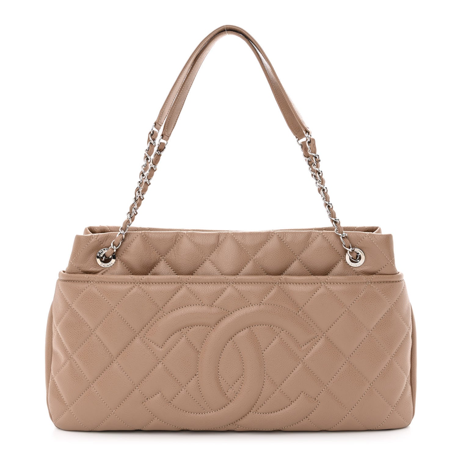 Chanel Caviar Quilted Timeless CC Soft Tote Beige 1 of 10