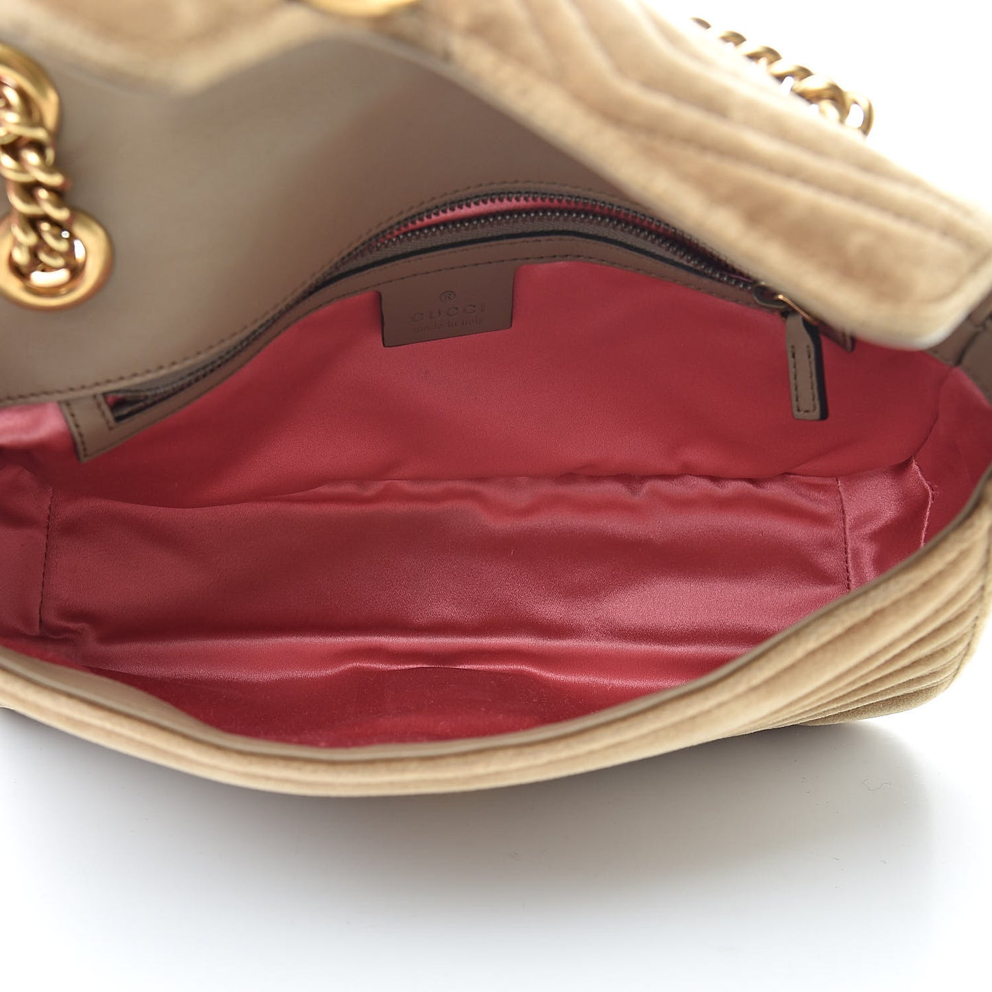 Velvet Matelasse Small GG Marmont Shoulder Bag Taupe