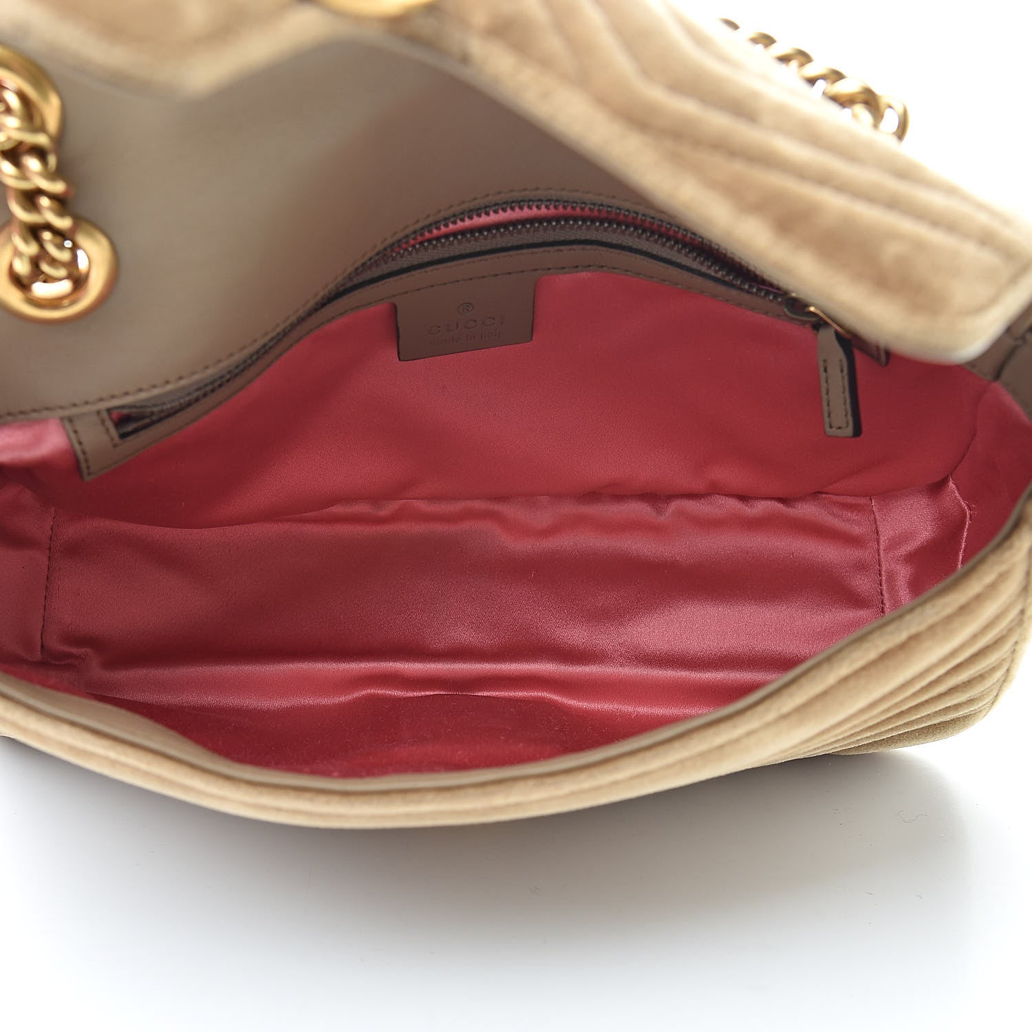 Gucci Velvet Matelasse Small GG Marmont Shoulder Bag Taupe 5 of 12