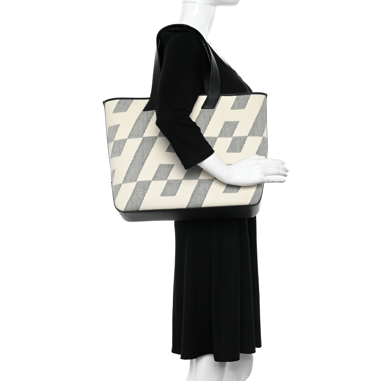 Hermes Swift H Canvas Cabas H En Biais 40 Black Ecru 2 of 10