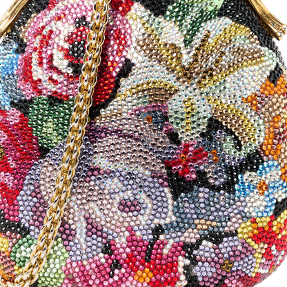 Judith Leiber Swarovski Crystal Floral Minaudiere Clutch Gold Multicolor 11 of 13